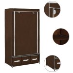 Vidaxl garde - robe marron 87x49x159 cm tissu