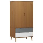 Vidaxl garde - robe molde marron 90x55x175 cm bois massif de pin