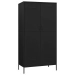 Vidaxl garde - robe noir 90x50x180 cm acier