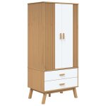 Vidaxl garde - robe olden blanc et marron 76, 5x53x172 cm bois massif pin