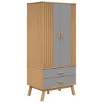 Vidaxl garde - robe olden gris et marron 76, 5x53x172 cm bois massif pin