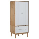 Vidaxl garde - robe otta marron et blanc 76, 5x53x172 cm bois massif pin