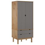 Vidaxl garde - robe otta marron et gris 76, 5x53x172 cm bois massif pin