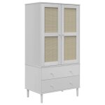 Vidaxl garde - robe senja aspect rotin blanc 90x55x175cm bois massif pin
