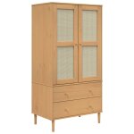 Vidaxl garde - robe senja aspect rotin marron bois massif de pin