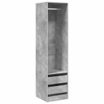 Vidaxl garde - robe avec tiroirs gris b�ton 50x50x200 cm bois ing�nierie