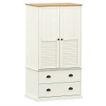 Vidaxl garde - robe vigo blanc 90x55x170 cm bois massif de pin
