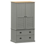 Vidaxl garde - robe vigo gris 90x55x170 cm bois massif de pin