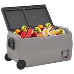 Vidaxl glacire avec roue et adaptateur noir et gris 50 l pp et pe