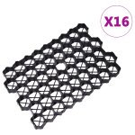 Vidaxl grilles d'herbe 16 pcs noir 60x40x3 cm plastique
