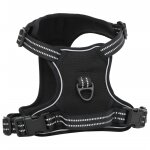 Vidaxl harnais pour chien avec laisse et collier réglables noir s Vidaxl harnais pour chien avec laisse et collier réglables noir s