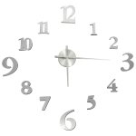 Vidaxl horloge murale 3d design moderne argent 100 cm xxl
