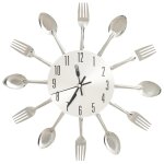 Vidaxl horloge murale et cuill�re et fourchette argent� 31cm aluminium