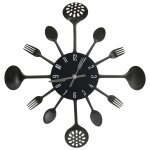 Vidaxl horloge murale et cuill�re avec fourchette noir 40 cm aluminium