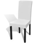 Vidaxl housse de chaise droite extensible 4 pcs blanc