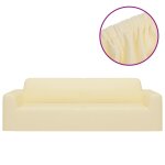 Vidaxl housse extensible de canap 3 places crme jersey de polyester