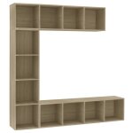 Vidaxl jeu de bibliothque / meuble tv 3 pcs chne sonoma 180x30x180 cm