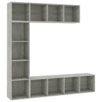 Vidaxl jeu de bibliothque / meuble tv 3 pcs gris bton 180x30x180 cm