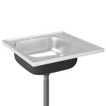 Vidaxl jeu d'vier de cuisine et gouttoir argent 600x600x155 mm inox