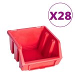 Vidaxl kit de bacs de stockage et panneaux muraux 141pcs rouge et noir