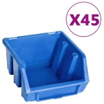 Vidaxl kit de bacs de stockage et panneaux muraux 48 pcs bleu et noir