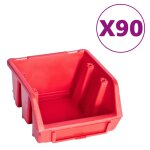 Vidaxl kit de bacs de stockage et panneaux muraux 96 pcs rouge et noir