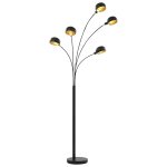 Vidaxl lampadaire 200 cm 5 x e14 noir et dor�