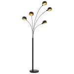 Vidaxl lampadaire 200 cm 5 x e14 noir et dor