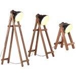 Vidaxl lampadaires 3 pcs noir e27 bois de manguier massif