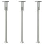 Vidaxl lampadaires d'ext�rieur 3 pcs argent� 100 cm acier inoxydable
