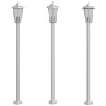 Vidaxl lampadaires d'ext�rieur 3 pcs argent� 120 cm acier inoxydable