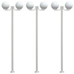 Vidaxl lampadaires d'ext�rieur 3 pcs argent� 215 cm acier inoxydable