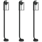 Vidaxl lampadaires d'ext�rieur 3 pcs noir 100 cm acier inoxydable