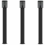Vidaxl lampadaires d'ext�rieur 3 pcs noir 110 cm acier inoxydable