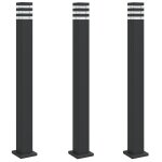 Vidaxl lampadaires d'extrieur 3 pcs noir 110 cm aluminium