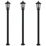 Vidaxl lampadaires d'extrieur 3 pcs noir 120 cm acier inoxydable