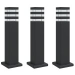 Vidaxl lampadaires d'ext�rieur 3 pcs noir 50 cm aluminium