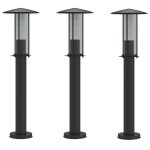 Vidaxl lampadaires d'extrieur 3 pcs noir 60 cm acier inoxydable