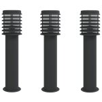 Vidaxl lampadaires d'ext�rieur 3 pcs noir 60 cm acier inoxydable