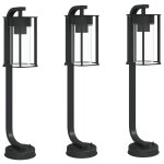 Vidaxl lampadaires d'extrieur 3 pcs noir 60 cm acier inoxydable