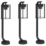 Vidaxl lampadaires d'ext�rieur 3 pcs noir 60 cm acier inoxydable