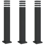 Vidaxl lampadaires d'extrieur 3 pcs noir 80 cm aluminium