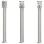 Vidaxl lampadaires d'extrieur avec capteurs 3 pcs acier inoxydable