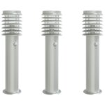 Vidaxl lampadaires d'ext�rieur avec capteurs 3 pcs acier inoxydable