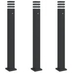 Vidaxl lampadaires d'extrieur avec capteur 3 pcs noir 110cm aluminium