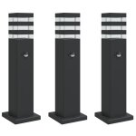 Vidaxl lampadaires d'ext�rieur avec capteur 3 pcs noir 50 cm aluminium