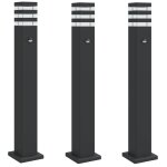 Vidaxl lampadaires d'ext�rieur avec capteur 3 pcs noir 80 cm aluminium