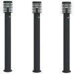 Vidaxl lampadaires d'extrieur et capteurs 3 pcs noir acier inoxydable