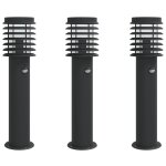 Vidaxl lampadaires d'extrieur et capteurs 3 pcs noir acier inoxydable