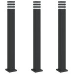 Vidaxl lampadaires d'extrieur avec sortie 3 pcs noir 110 cm aluminium